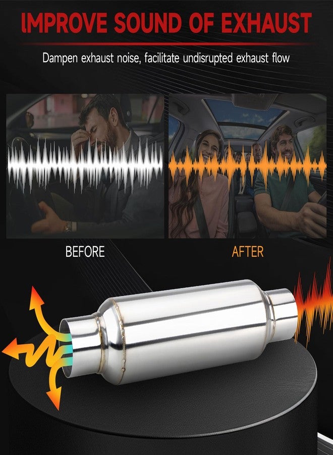 LCGP 2.5" inlet & outlet Universal Resonator, 16" Long Performance Muffler, Weld- On, Straight Through Design, Deep Tone - Image 5